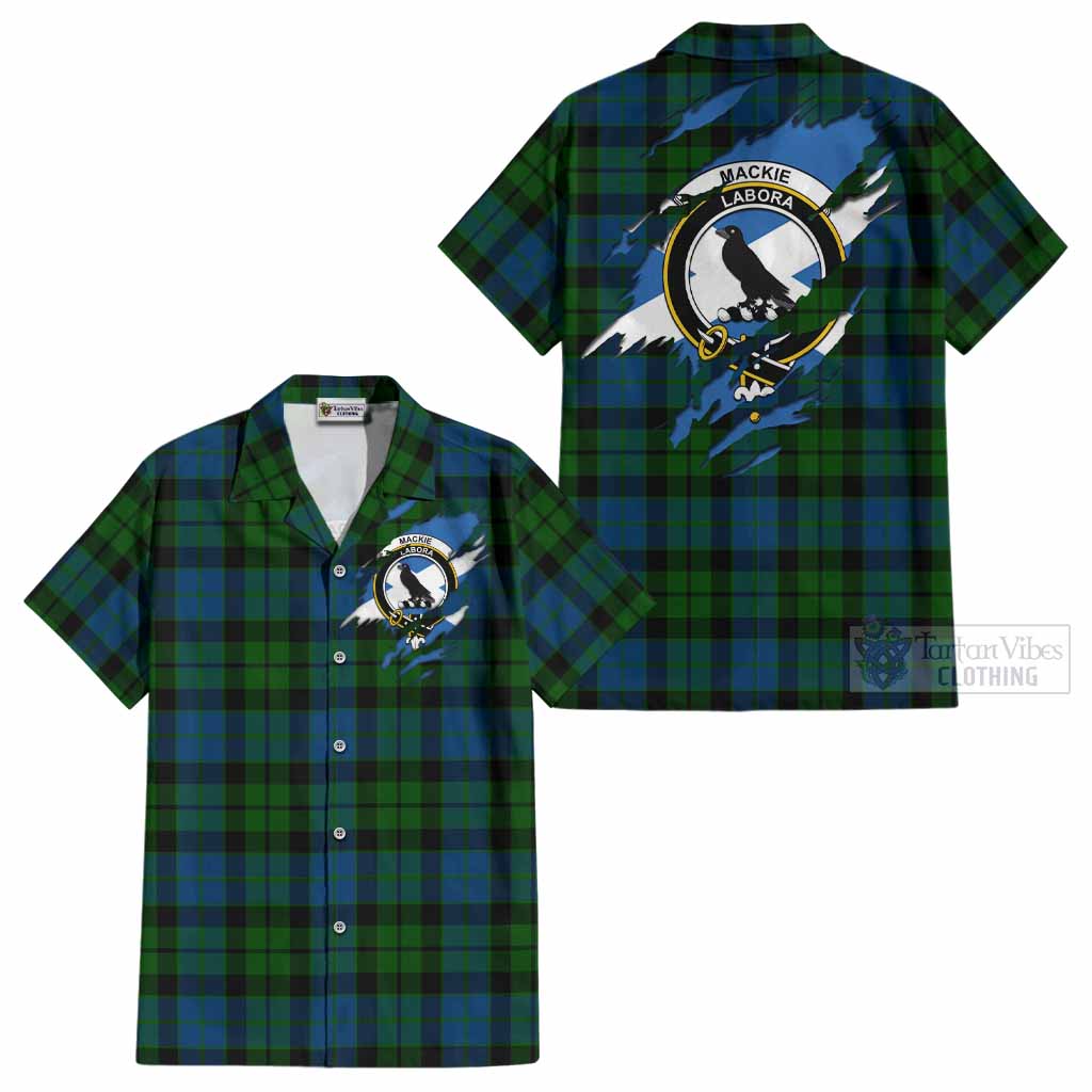 MacKie (McKie) Clan Crest In Me Tartan Cotton Hawaiian Shirt Scotland Flag Style