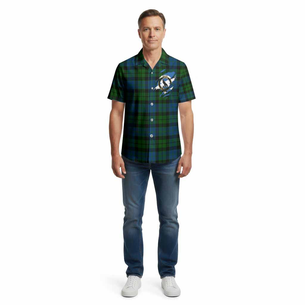 MacKie (McKie) Clan Crest In Me Tartan Cotton Hawaiian Shirt Scotland Flag Style