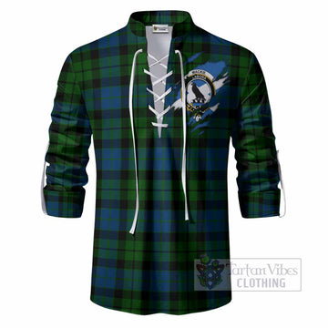 MacKie (McKie) Clan Crest In Me Tartan Ghillie Shirt Scotland Flag Style