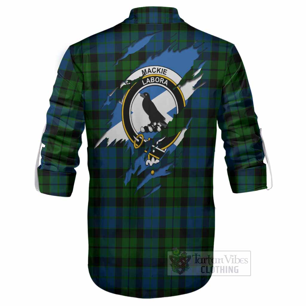 MacKie (McKie) Clan Crest In Me Tartan Ghillie Shirt Scotland Flag Style