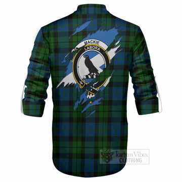 MacKie (McKie) Clan Crest In Me Tartan Ghillie Shirt Scotland Flag Style