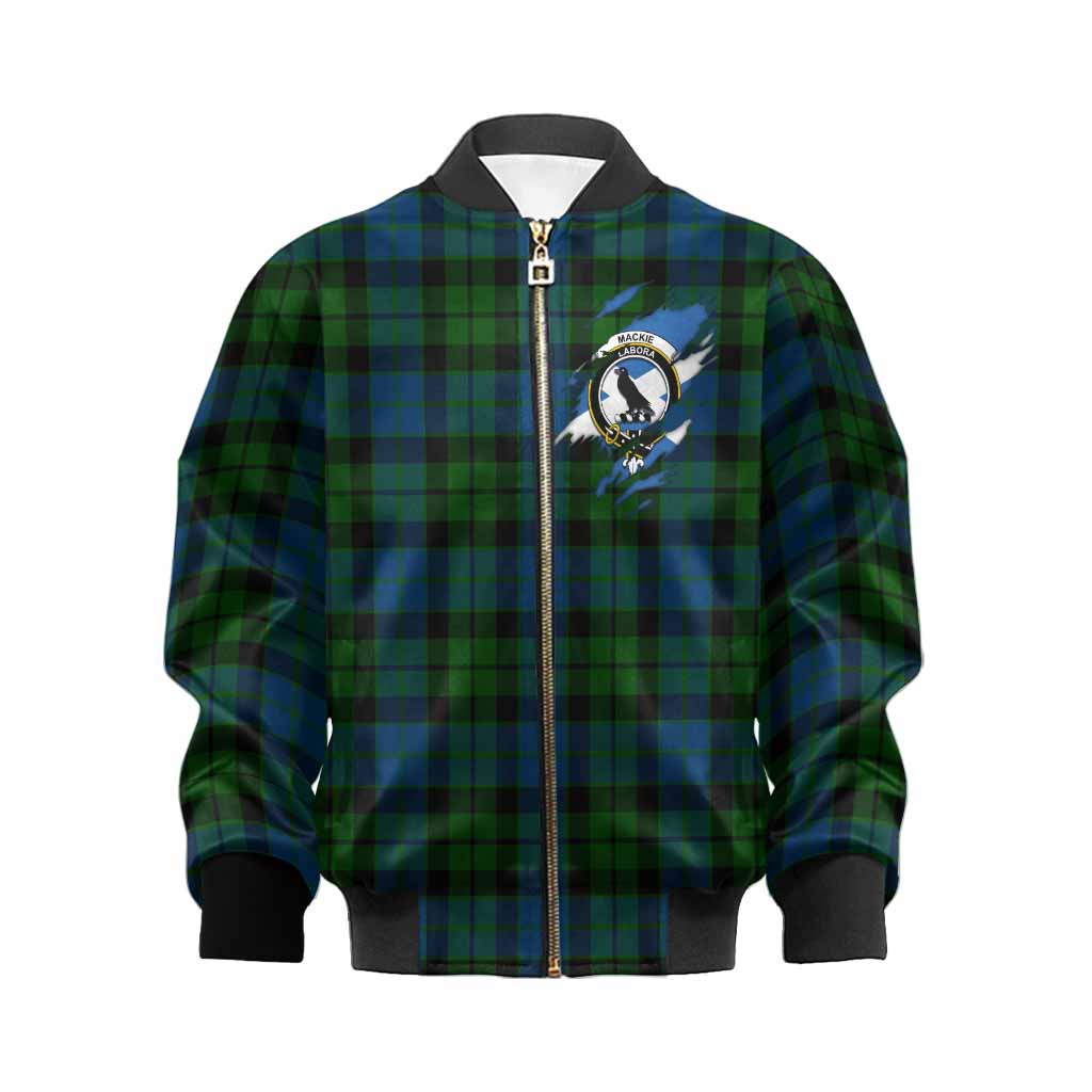 MacKie (McKie) Clan Crest In Me Tartan Kid Bomber Jacket Scotland Flag Style