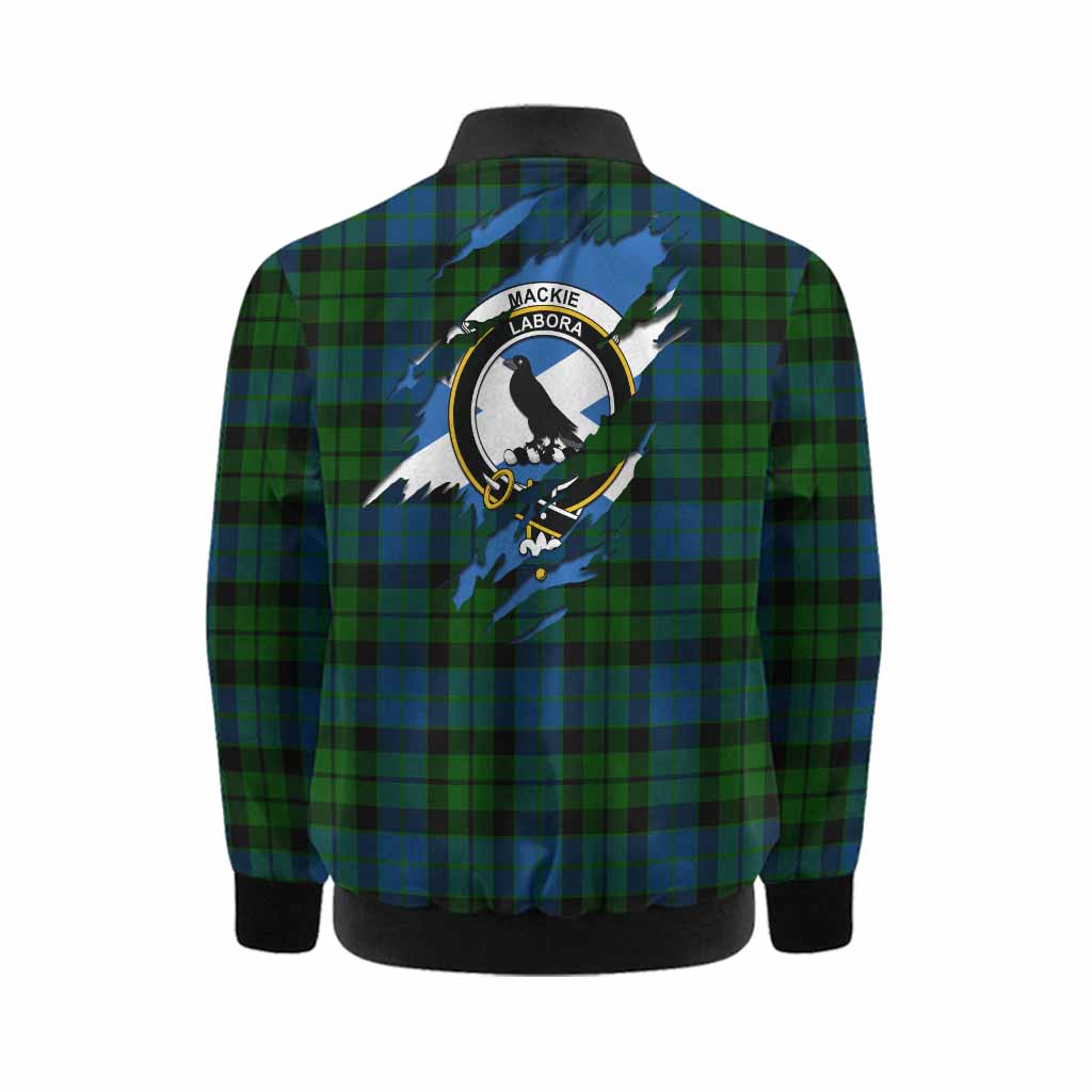 MacKie (McKie) Clan Crest In Me Tartan Kid Bomber Jacket Scotland Flag Style