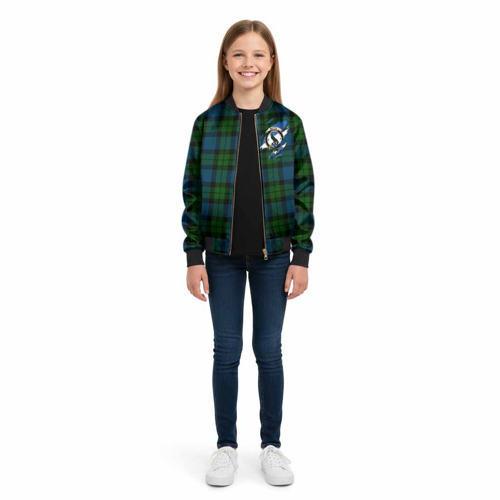 MacKie (McKie) Clan Crest In Me Tartan Kid Bomber Jacket Scotland Flag Style