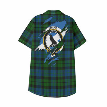 MacKie (McKie) Clan Crest In Me Tartan Kid Hawaiian Shirt Scotland Flag Style