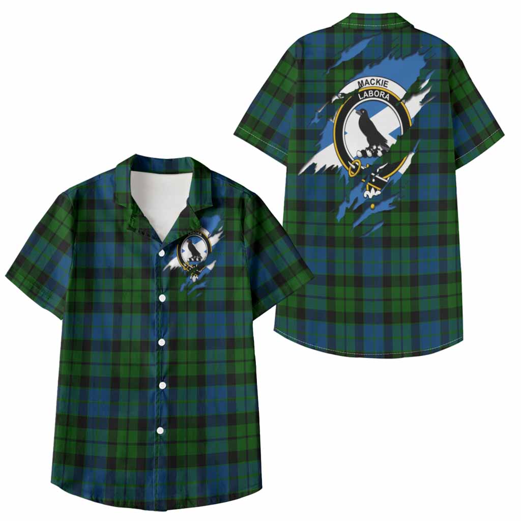 MacKie (McKie) Clan Crest In Me Tartan Kid Hawaiian Shirt Scotland Flag Style