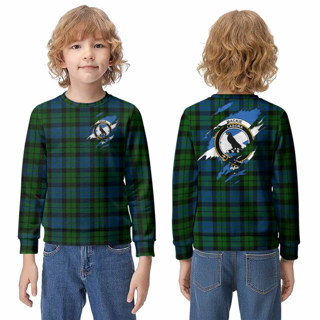 MacKie (McKie) Clan Crest In Me Tartan Kid Knitted Sweatshirt Scotland Flag Style