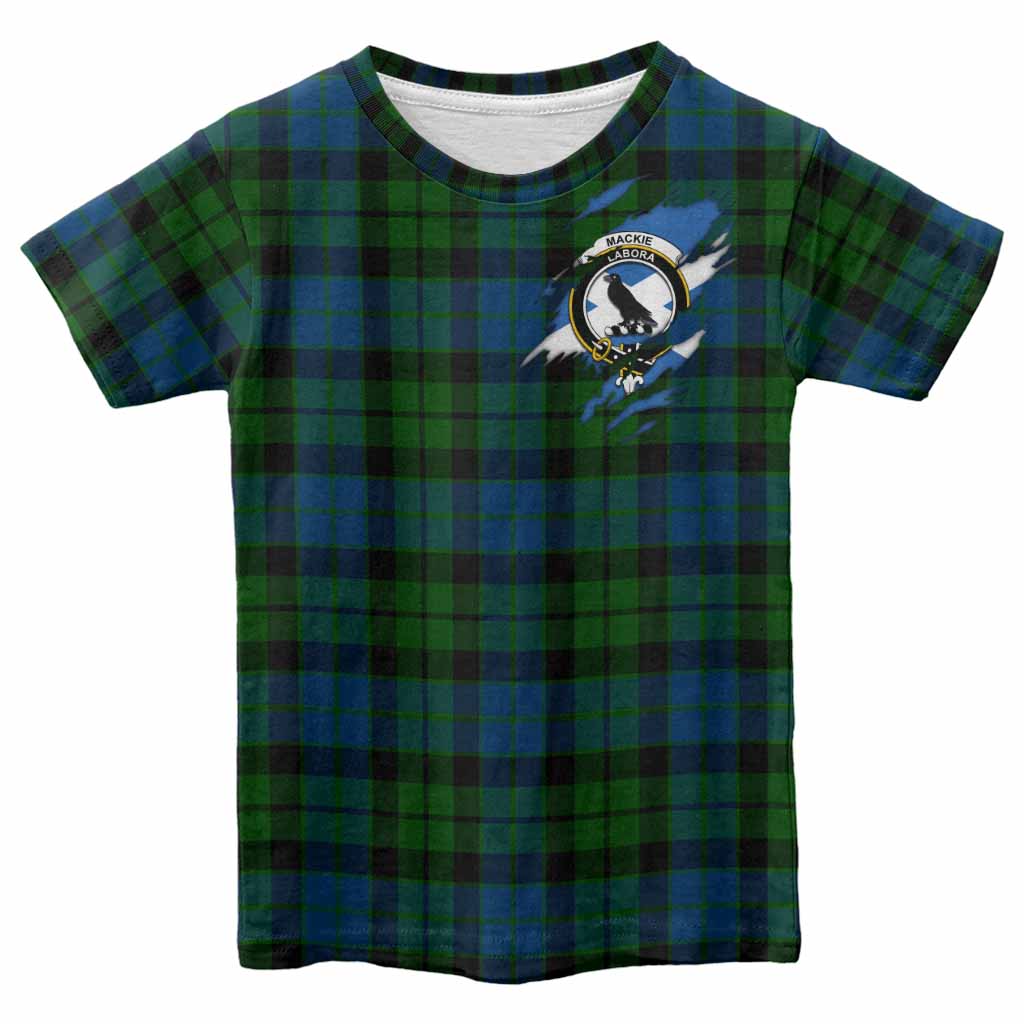 MacKie (McKie) Clan Crest In Me Tartan Kid T-shirt Scotland Flag Style