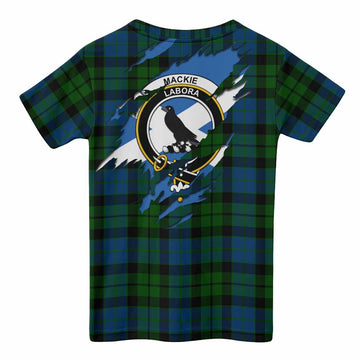 MacKie (McKie) Clan Crest In Me Tartan Kid T-shirt Scotland Flag Style