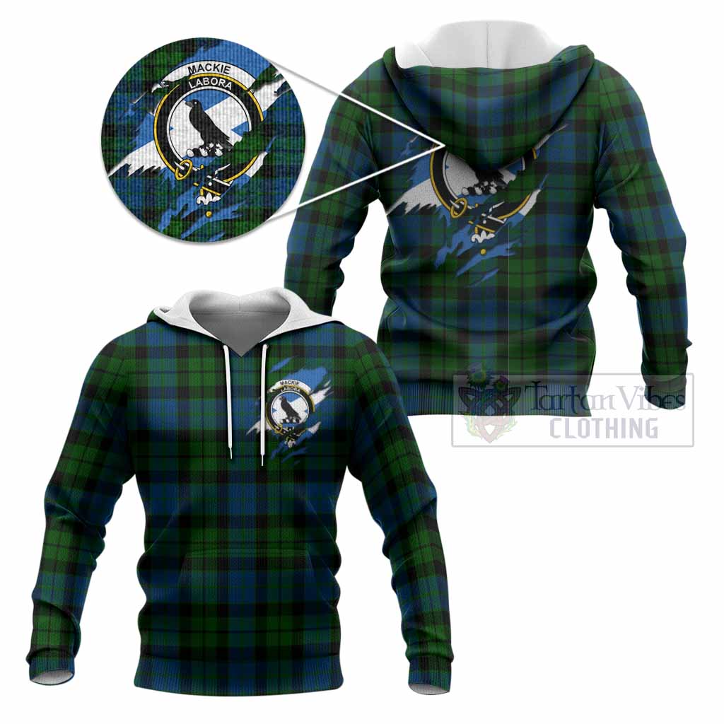 MacKie (McKie) Clan Crest In Me Tartan Knitted Hoodie Scotland Flag Style