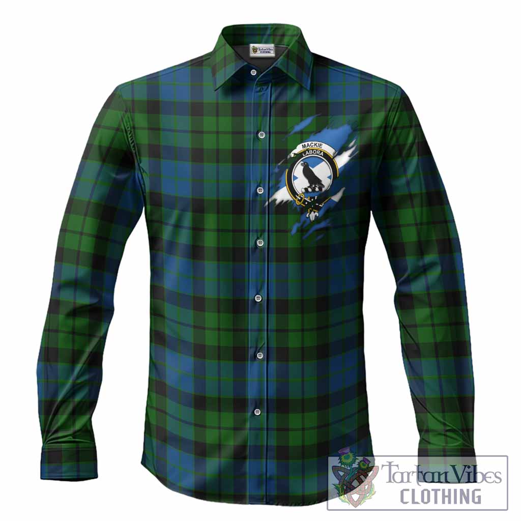 MacKie (McKie) Clan Crest In Me Tartan Long Sleeve Button Shirts Scotland Flag Style