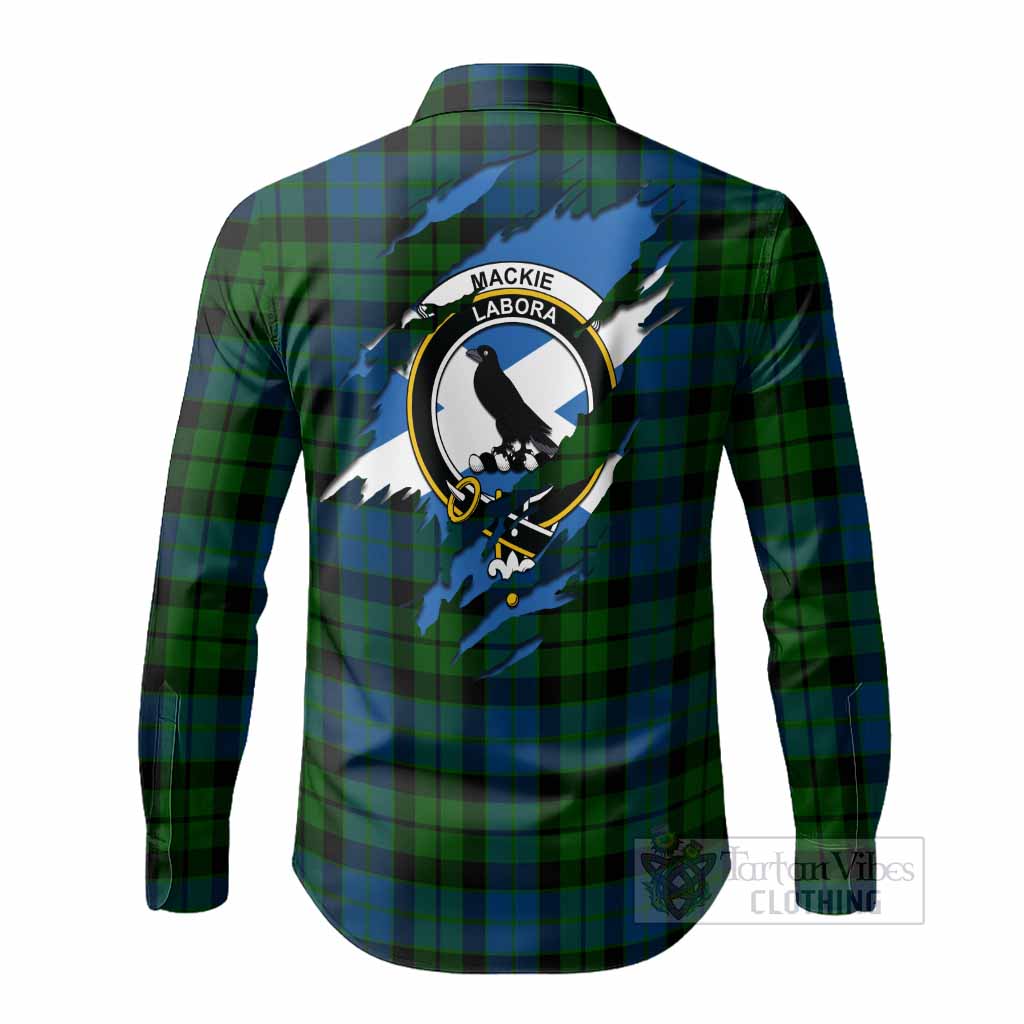 MacKie (McKie) Clan Crest In Me Tartan Long Sleeve Button Shirts Scotland Flag Style