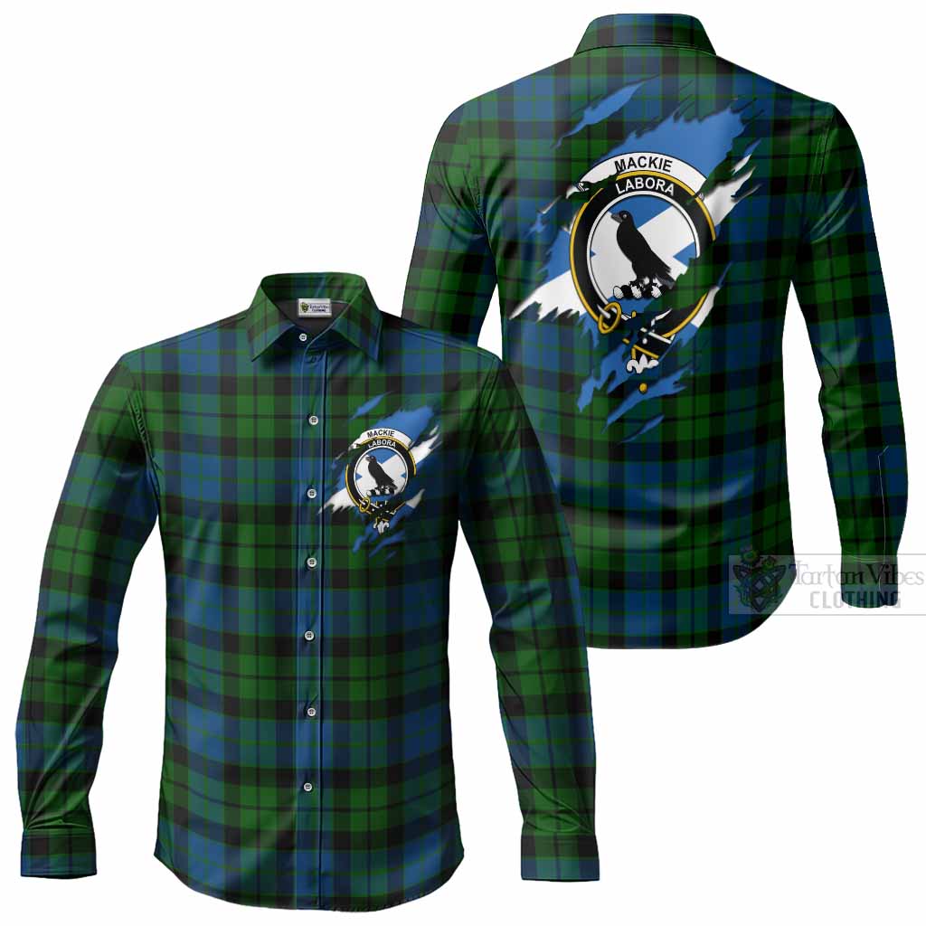 MacKie (McKie) Clan Crest In Me Tartan Long Sleeve Button Shirts Scotland Flag Style