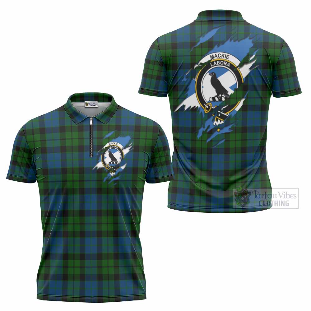MacKie (McKie) Clan Crest In Me Tartan Zipper Polo Shirt Scotland Flag Style