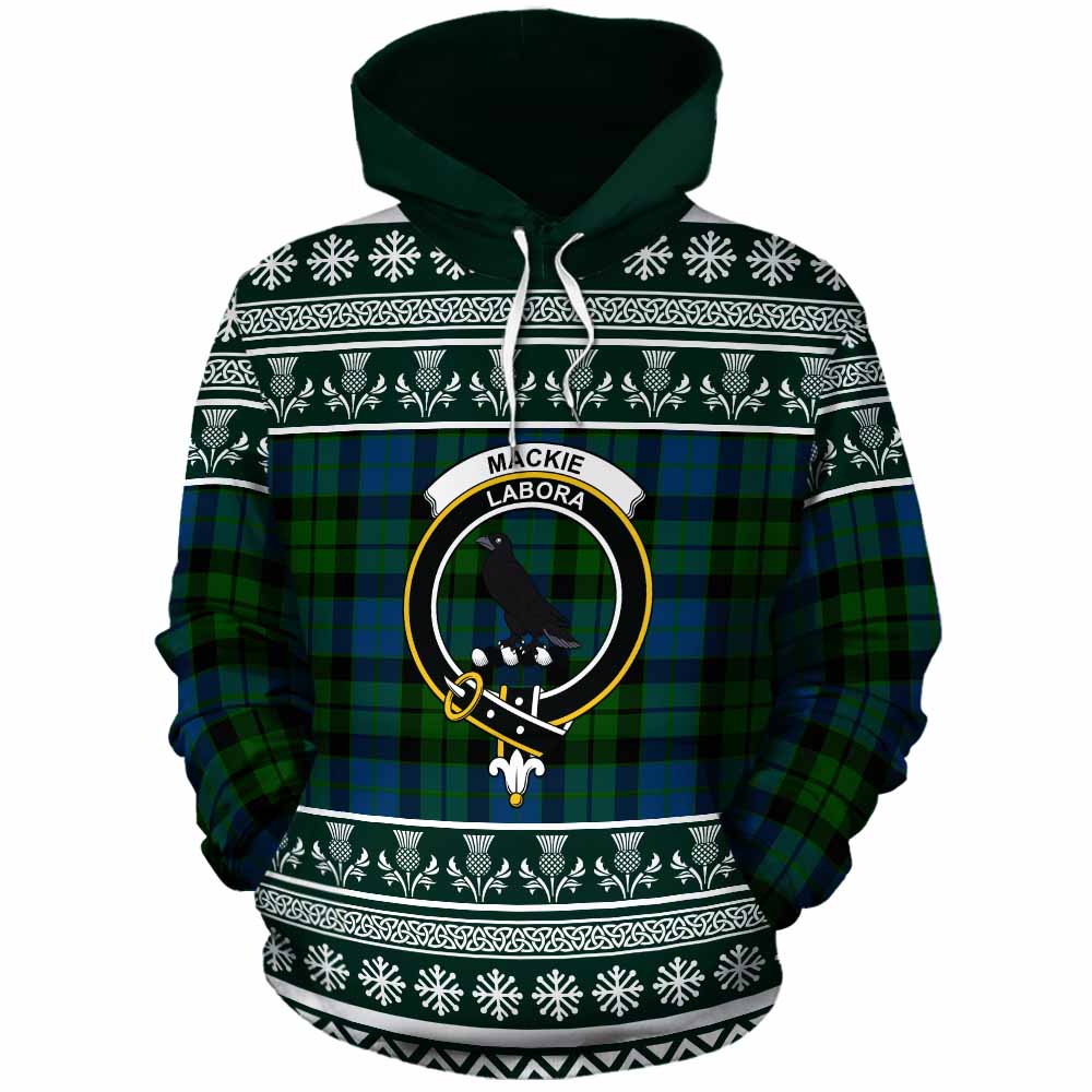 MacKie (McKie) Clan Tartan Christmas Cotton Hoodie with Family Crest - Tartan Vibes Clothing