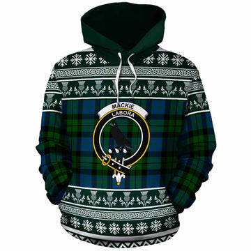 MacKie (McKie) Clan Tartan Christmas Cotton Hoodie with Family Crest - Tartan Vibes Clothing