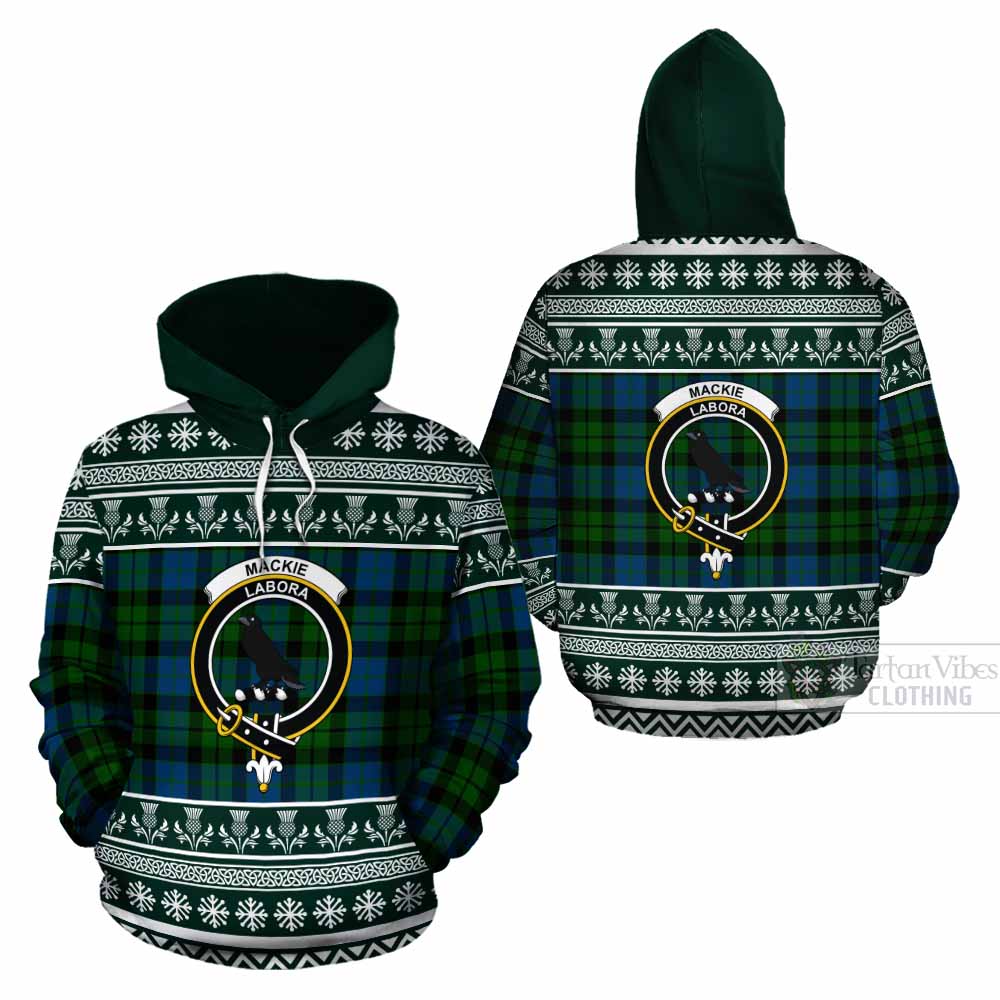 MacKie (McKie) Clan Tartan Christmas Cotton Hoodie with Family Crest - Tartan Vibes Clothing
