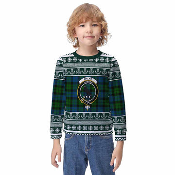 MacKie (McKie) Clan Tartan Christmas Kid Ugly Sweatshirt with Family Crest