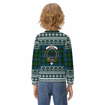MacKie (McKie) Clan Tartan Christmas Kid Ugly Sweatshirt with Family Crest