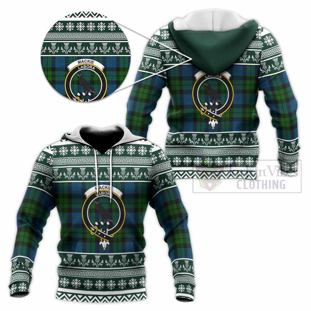 MacKie (McKie) Clan Tartan Christmas Knitted Hoodie with Family Crest - Tartan Vibes Clothing