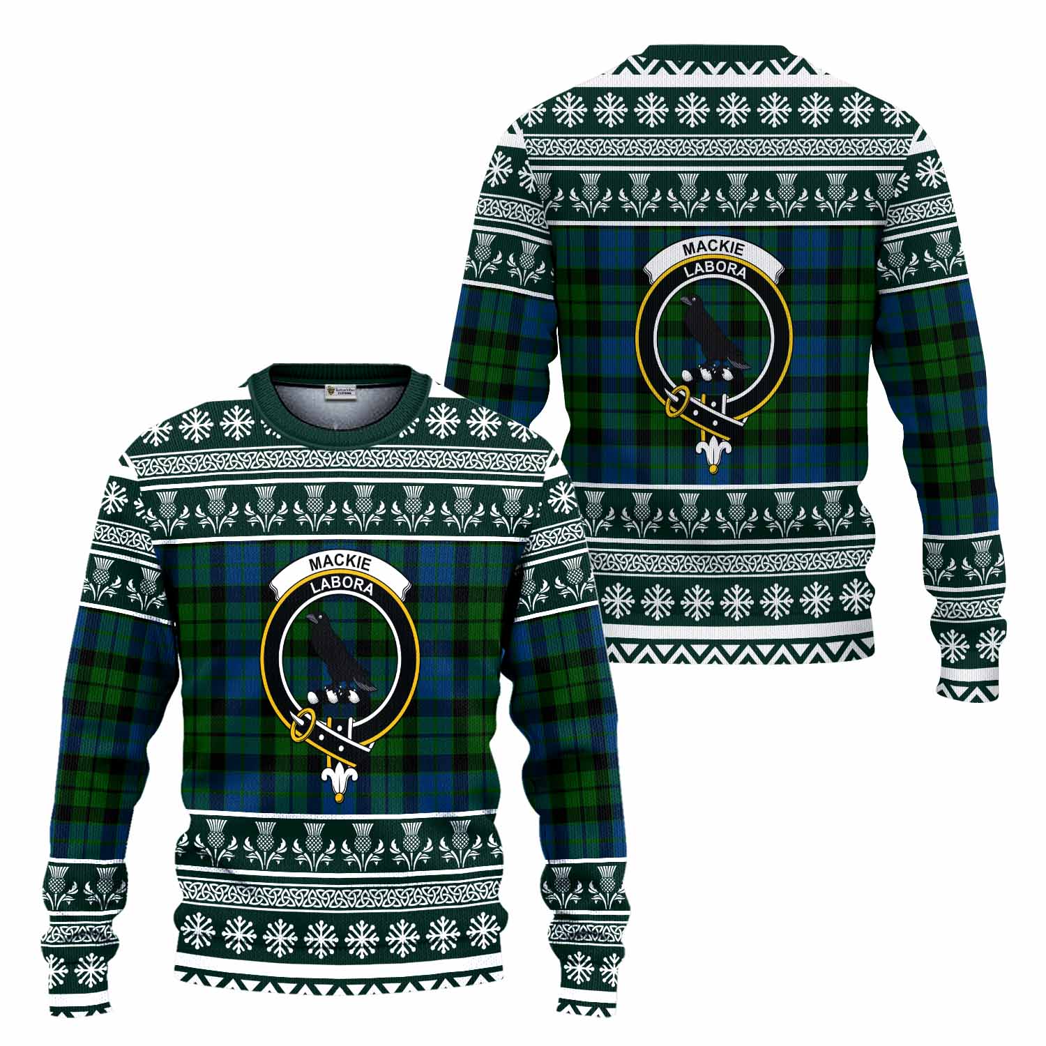 MacKie (McKie) Clan Tartan Christmas Ugly Sweater with Family Crest - Tartan Vibes Clothing