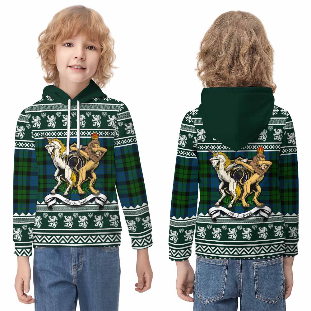 MacKie (McKie) Clan Tartan Crest Christmas Kid Hoodie Coat of Arms Funny Style - Tartan Vibes Clothing