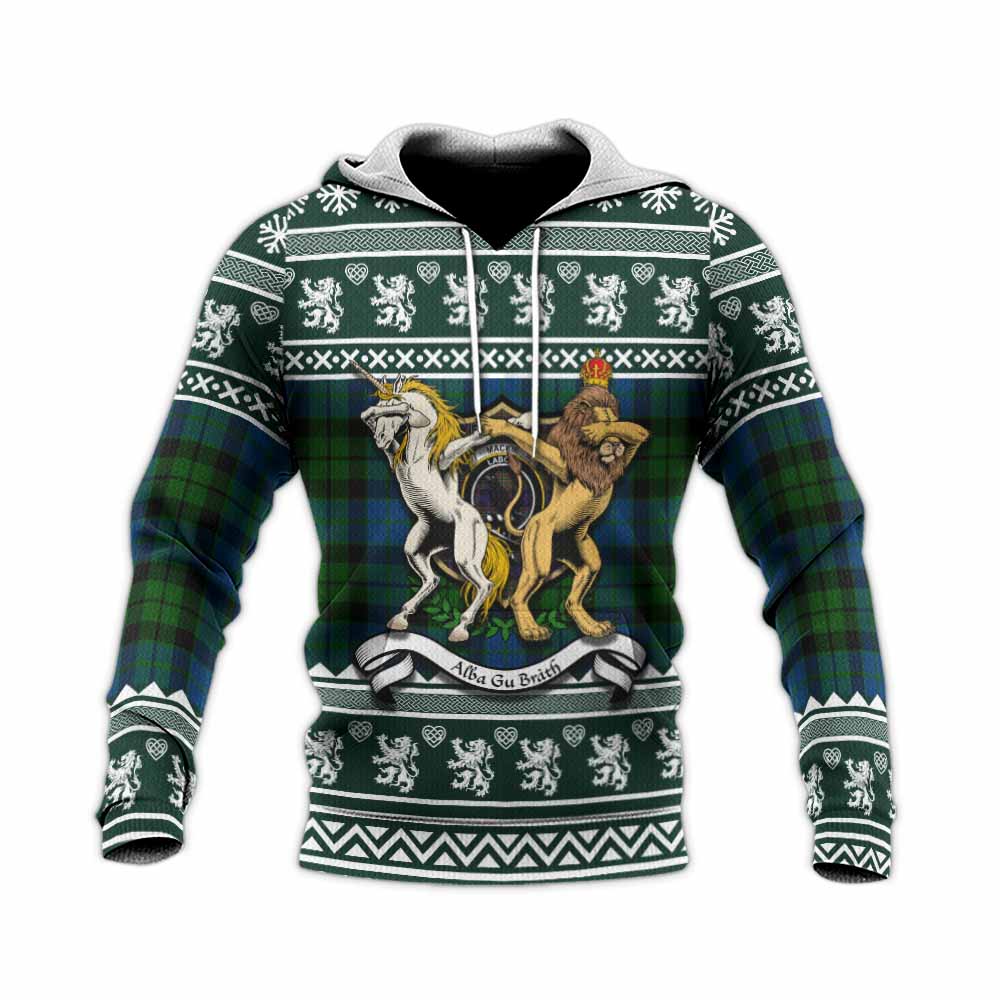 MacKie (McKie) Clan Tartan Crest Christmas Knitted Hoodie Coat of Arms Funny Style - Tartan Vibes Clothing