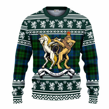 MacKie (McKie) Clan Tartan Crest Christmas Ugly Sweater Coat of Arms Funny Style