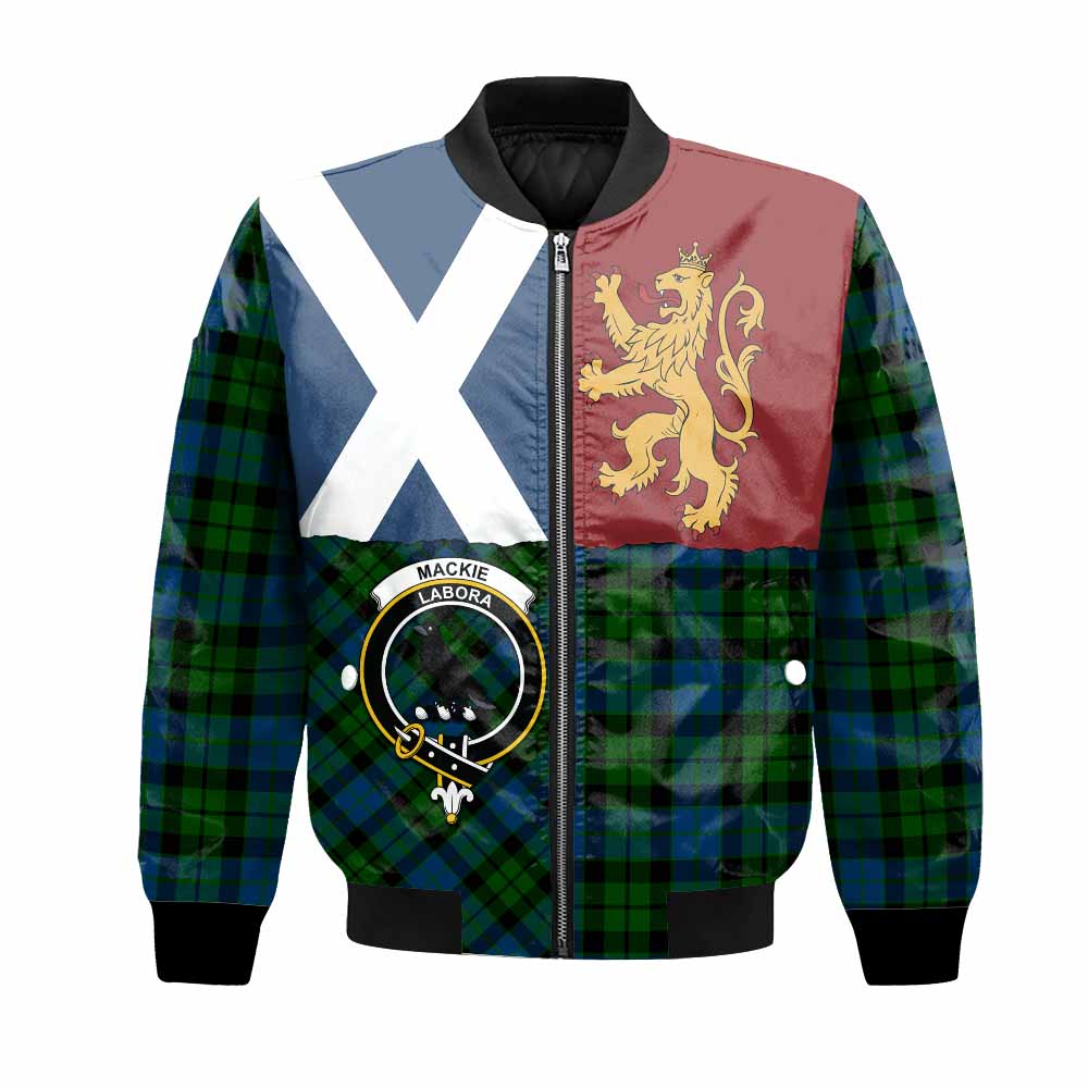 MacKie (McKie) Crest Tartan Bomber Jacket with Lion Rampant Saltire Style