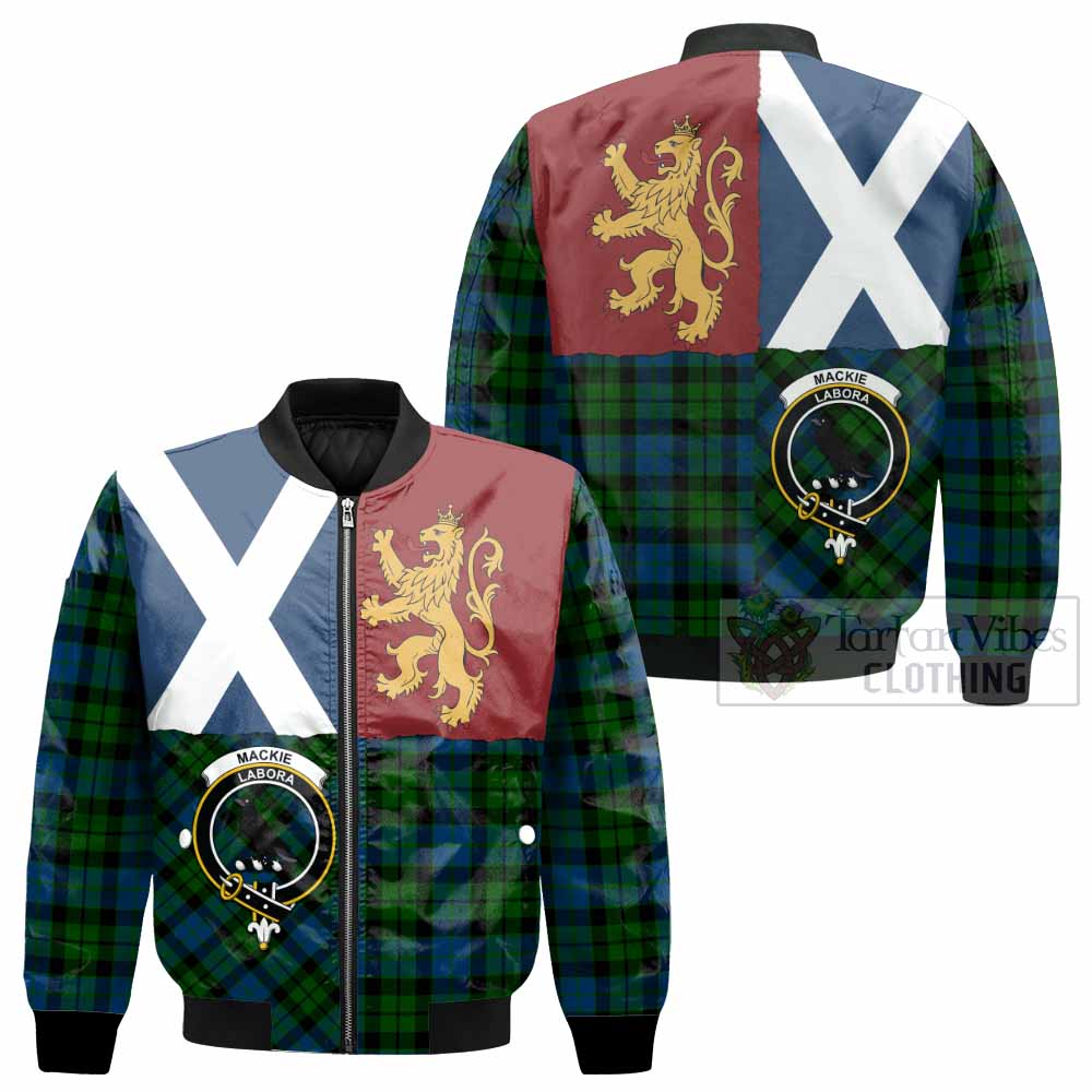MacKie (McKie) Crest Tartan Bomber Jacket with Lion Rampant Saltire Style