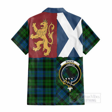 MacKie (McKie) Crest Tartan Cotton Hawaiian Shirt with Lion Rampant Saltire Style