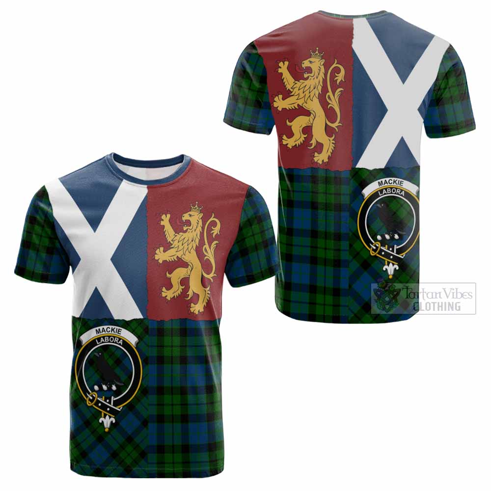 MacKie (McKie) Crest Tartan Cotton T-shirt with Lion Rampant Saltire Style - Tartan Vibes Clothing