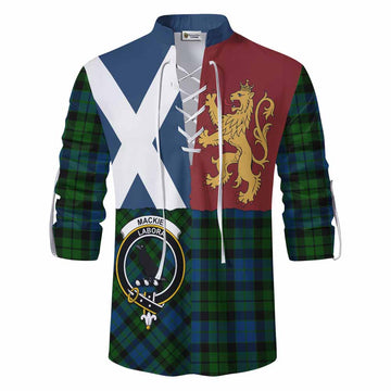 MacKie (McKie) Crest Tartan Ghillie Shirt with Lion Rampant Saltire Style
