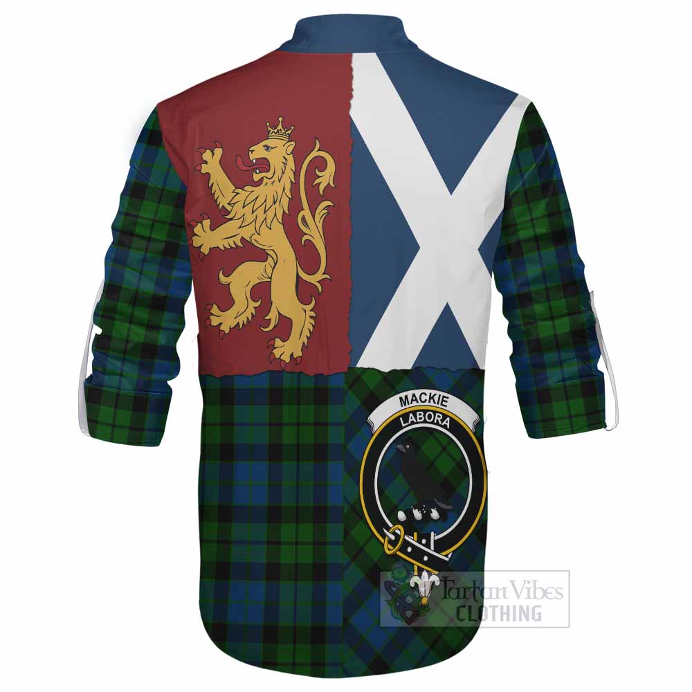 MacKie (McKie) Crest Tartan Ghillie Shirt with Lion Rampant Saltire Style - Tartan Vibes Clothing