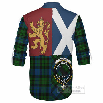 MacKie (McKie) Crest Tartan Ghillie Shirt with Lion Rampant Saltire Style