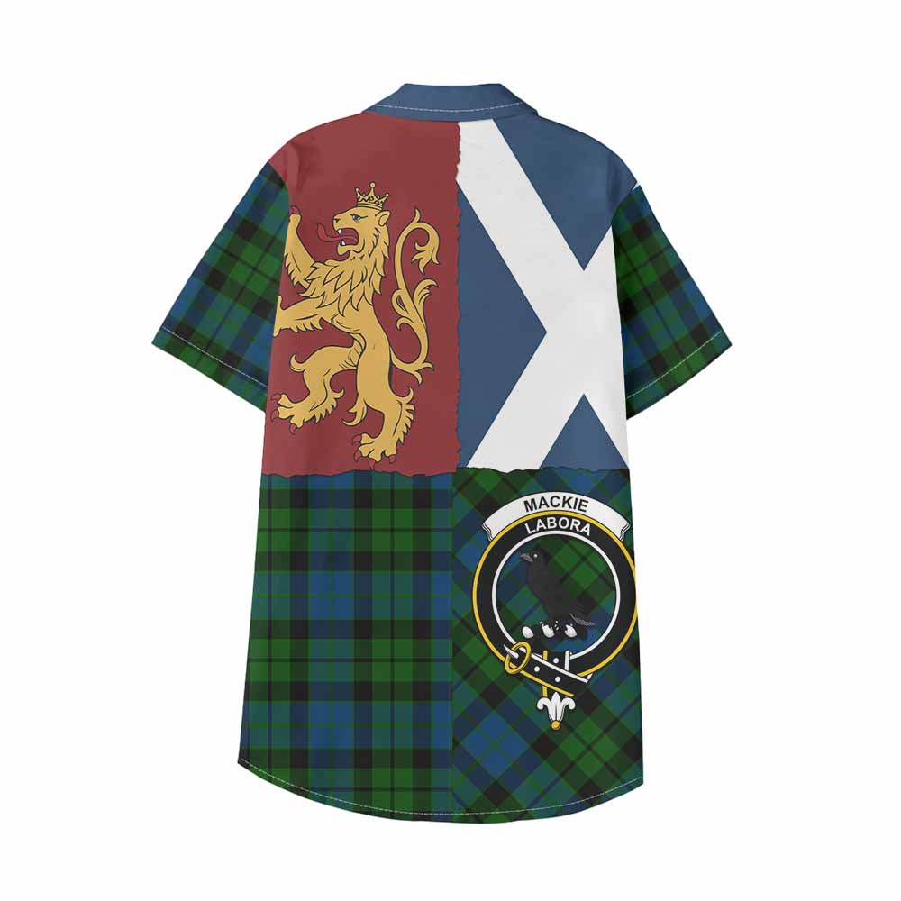 MacKie (McKie) Crest Tartan Kid Hawaiian Shirt with Lion Rampant Saltire Style - Tartan Vibes Clothing