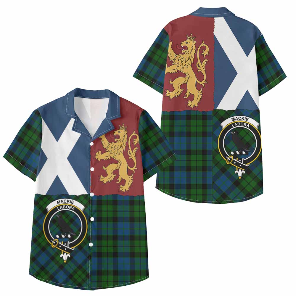 MacKie (McKie) Crest Tartan Kid Hawaiian Shirt with Lion Rampant Saltire Style - Tartan Vibes Clothing