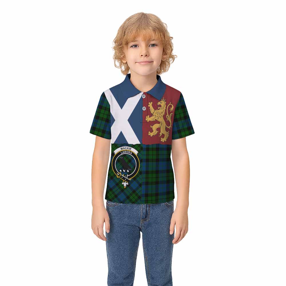 MacKie (McKie) Crest Tartan Kid Polo Shirt with Lion Rampant Saltire Style - Tartan Vibes Clothing