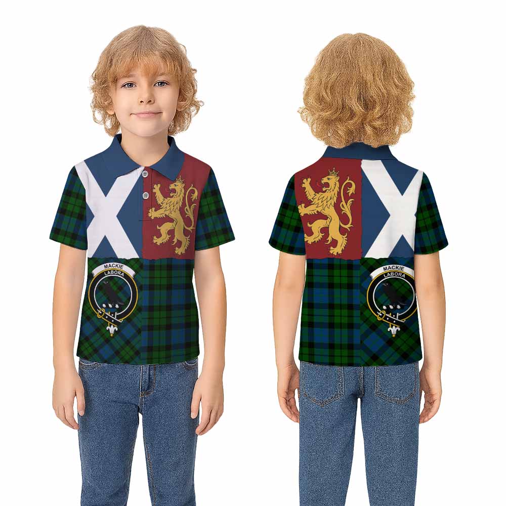 MacKie (McKie) Crest Tartan Kid Polo Shirt with Lion Rampant Saltire Style - Tartan Vibes Clothing