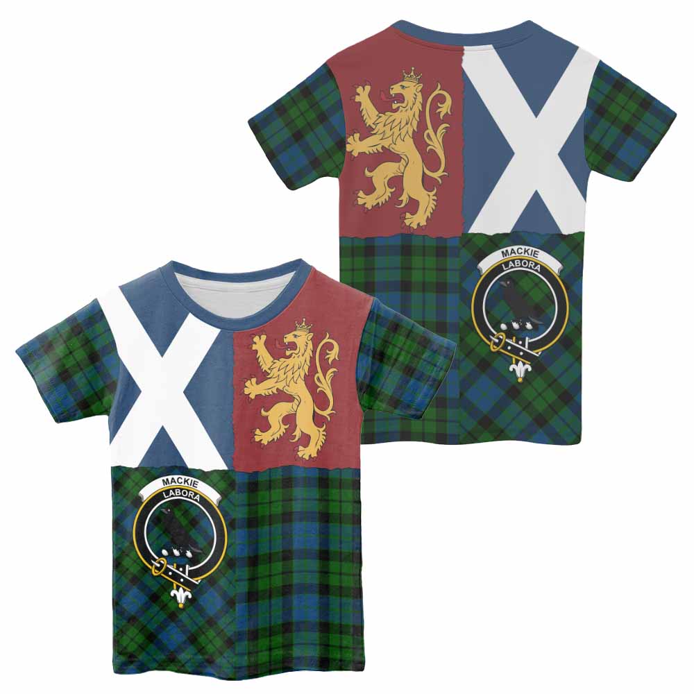 MacKie (McKie) Crest Tartan Kid T-shirt with Lion Rampant Saltire Style - Tartan Vibes Clothing