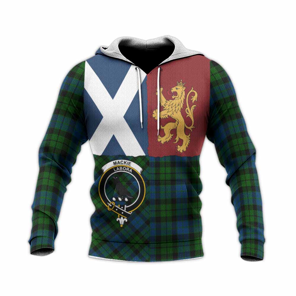 MacKie (McKie) Crest Tartan Knitted Hoodie with Lion Rampant Saltire Style