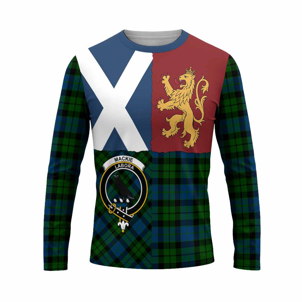MacKie (McKie) Crest Tartan Long Sleeve T-Shirt with Lion Rampant Saltire Style