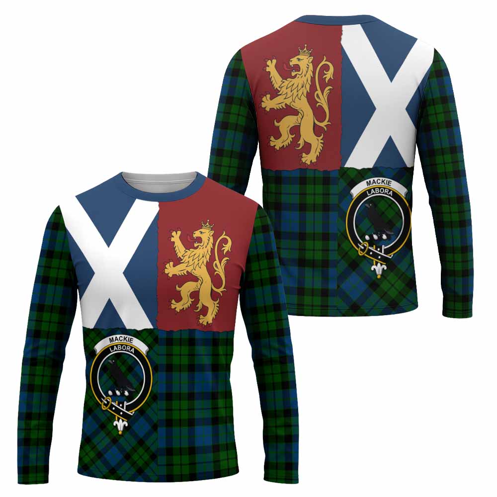 MacKie (McKie) Crest Tartan Long Sleeve T-Shirt with Lion Rampant Saltire Style