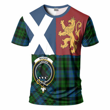 MacKie (McKie) Crest Tartan T-Shirt with Lion Rampant Saltire Style