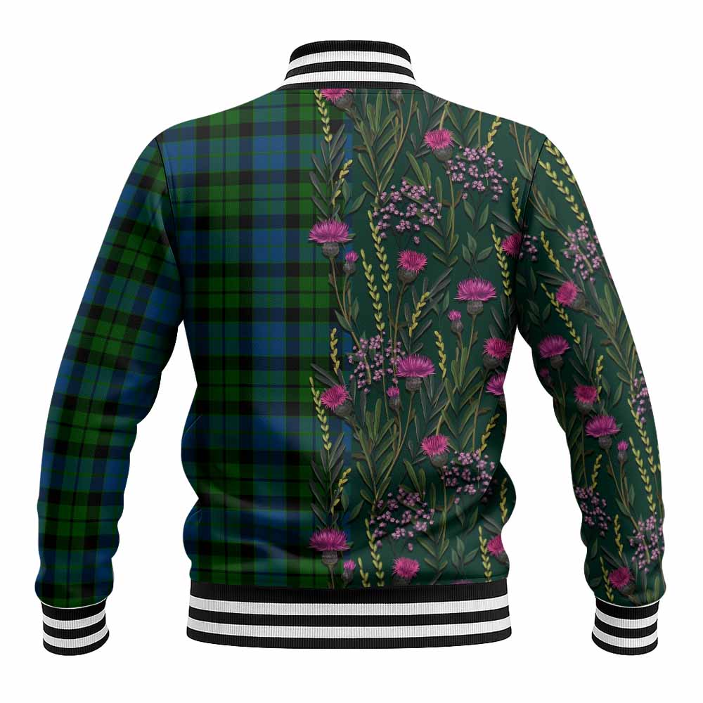 MacKie (McKie) Family Crest Tartan Baseball Jacket Scottish Thistle Flower Pattern Half Style - Tartan Vibes Clothing