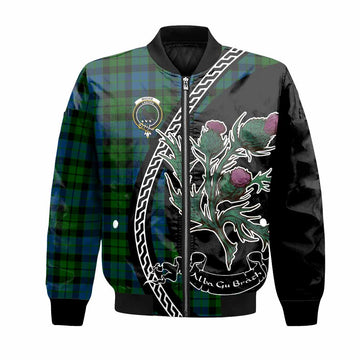 MacKie (McKie) Family Crest Tartan Bomber Jacket Alba Thistle Inspired
