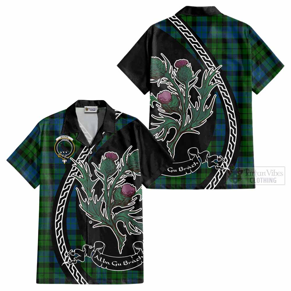 MacKie (McKie) Family Crest Tartan Cotton Hawaiian Shirt Alba Thistle Inspired - Tartan Vibes Clothing