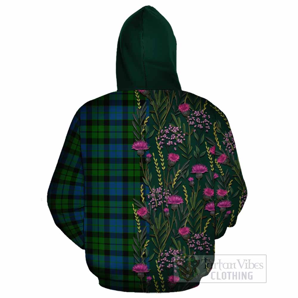 MacKie (McKie) Family Crest Tartan Cotton Hoodie Scottish Thistle Flower Pattern Half Style - Tartan Vibes Clothing