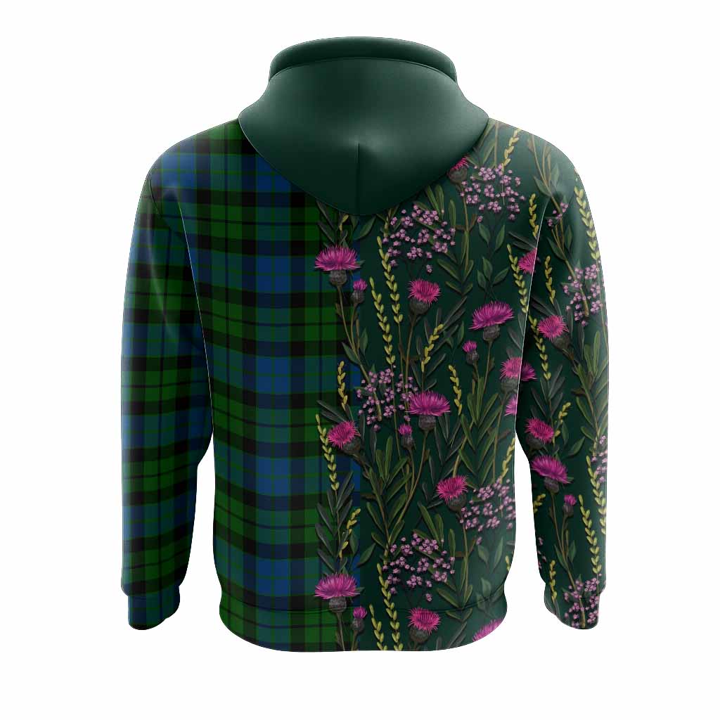 MacKie (McKie) Family Crest Tartan Hoodie Scottish Thistle Flower Pattern Half Style - Tartan Vibes Clothing