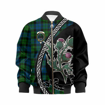 MacKie (McKie) Family Crest Tartan Kid Bomber Jacket Alba Thistle Inspired - Tartan Vibes Clothing